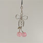 Keypus - Alloy Plastic Cherry Bow Lanyard Keychain