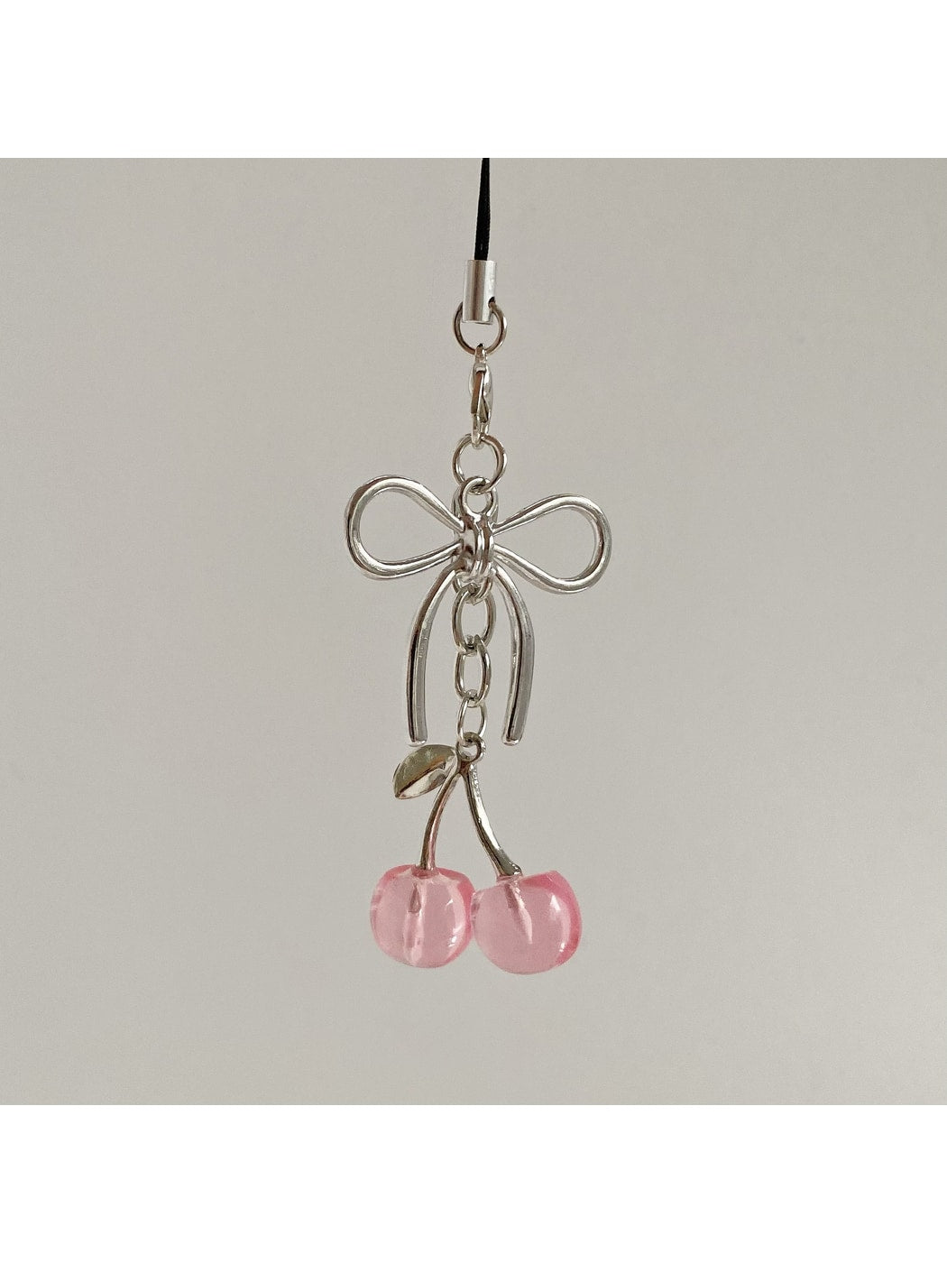 Keypus - Alloy Plastic Cherry Bow Lanyard Keychain