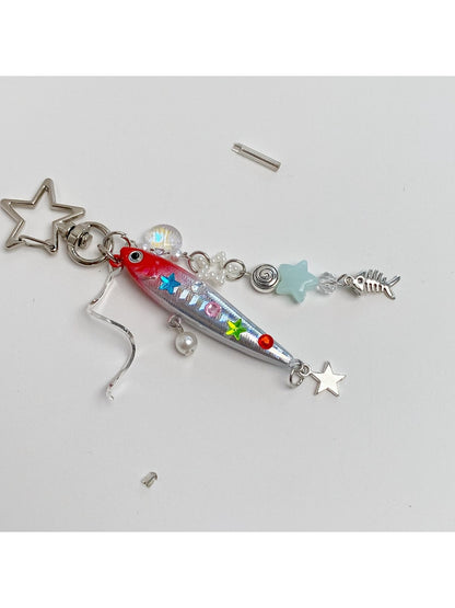 Keypus - Segmented Beaded Look Fish Bag Charm Keychain