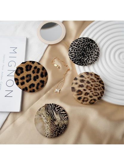 Mirroray - Vintage Leopard Print Round Compact Mirror