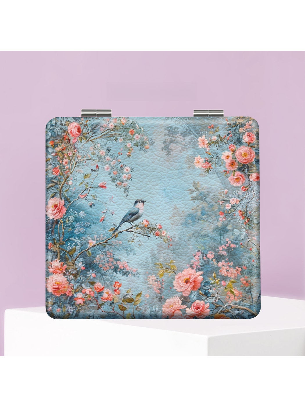 Mirroray - Foldable Floral Print Glass Makeup Mirror