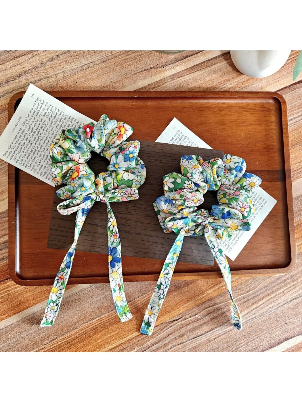 Gifty - Sweet Floral Print Fabric Ponytail Scrunchie