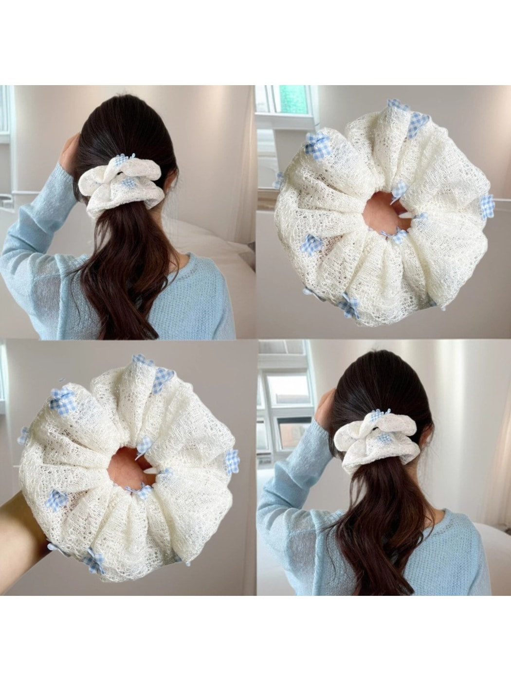 Gifty - Floral Hollow Petal Polyester Scrunchie