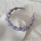 Gifty - Purple Floral Ruffle Trim Fabric Scrunchie