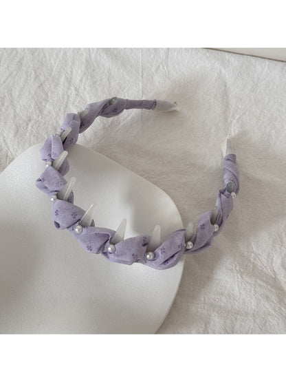 Gifty - Purple Floral Ruffle Trim Fabric Scrunchie