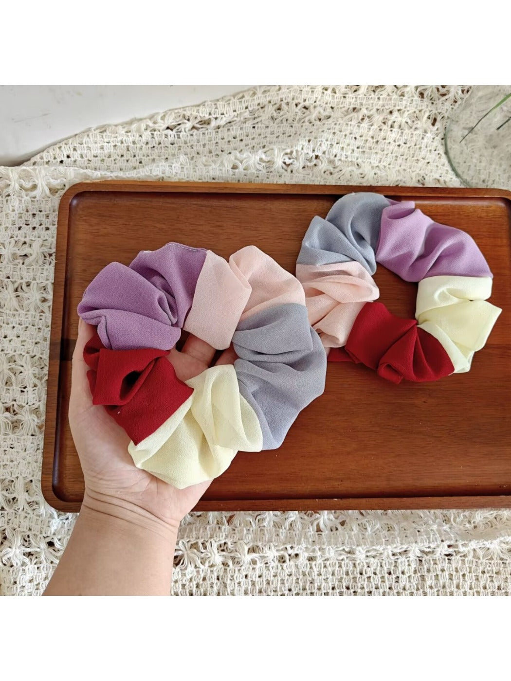 Gifty - Colorblock Plaid Polyester Scrunchie