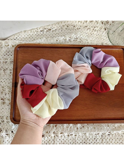 Gifty - Colorblock Plaid Polyester Scrunchie