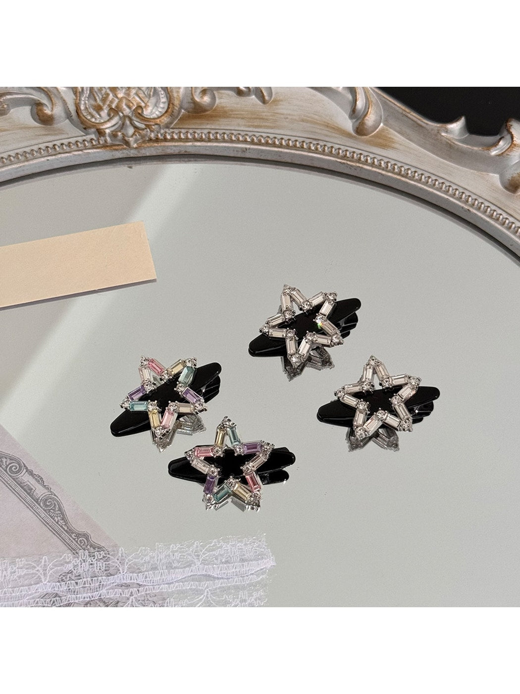 Beau - Rhinestone Five-Point Star Accent Hair Clip