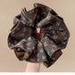 Gifty - Brown Floral Satin Scrunchie