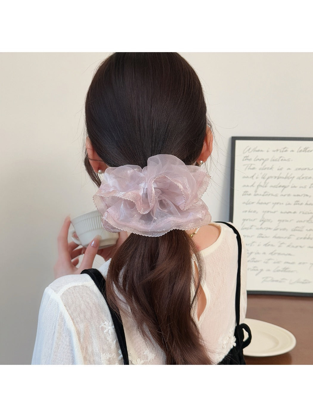 Gifty solid color scrunchie displayed on a white background emphasizing its shape