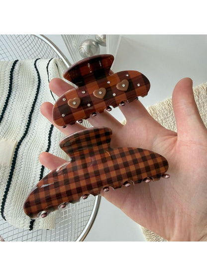 Beau - Brown Plaid Hair Claw Clip