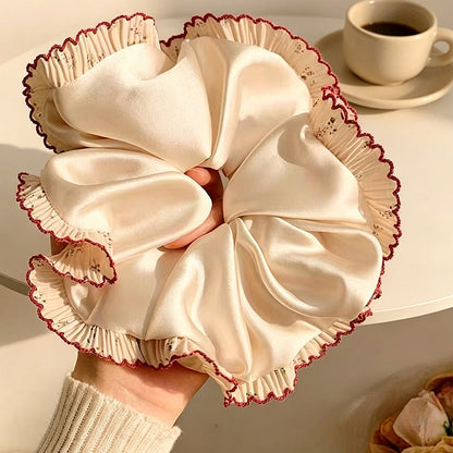 Gifty - Polyester Satin-Look Ruffle Trim Scrunchie