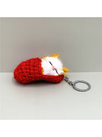 Keypus - Sleeping Cat Shaped Bag Charm Keychain