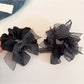 Gifty - Black Mesh Polka Dot Bow Scrunchie