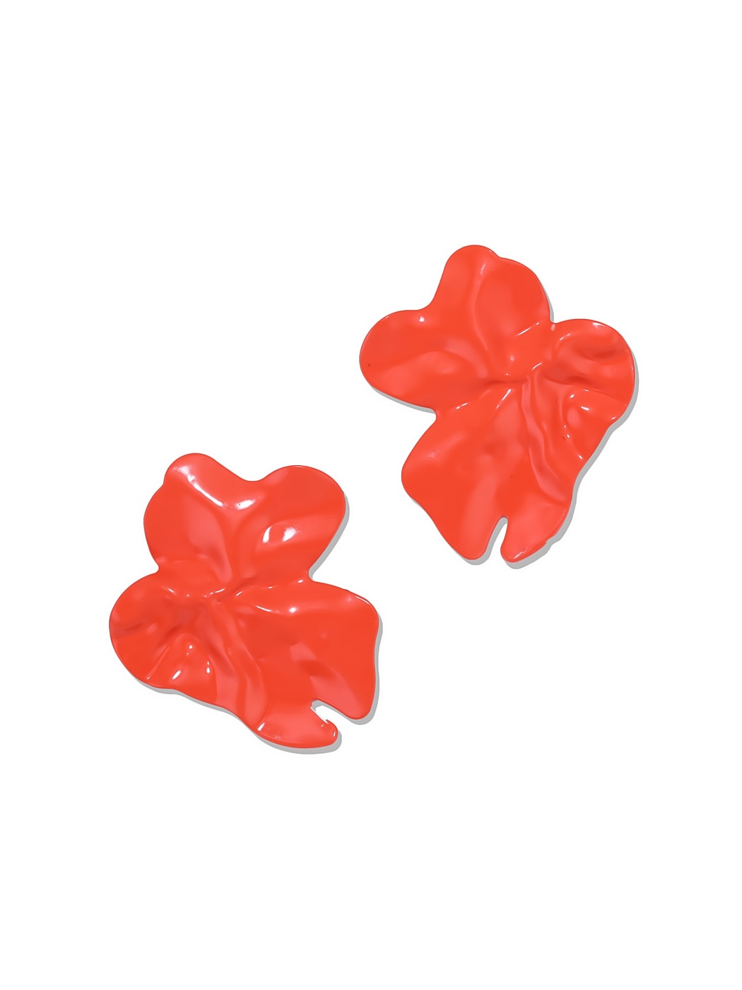 Earedge - Glossy Flower Shape Alloy Stud Earrings