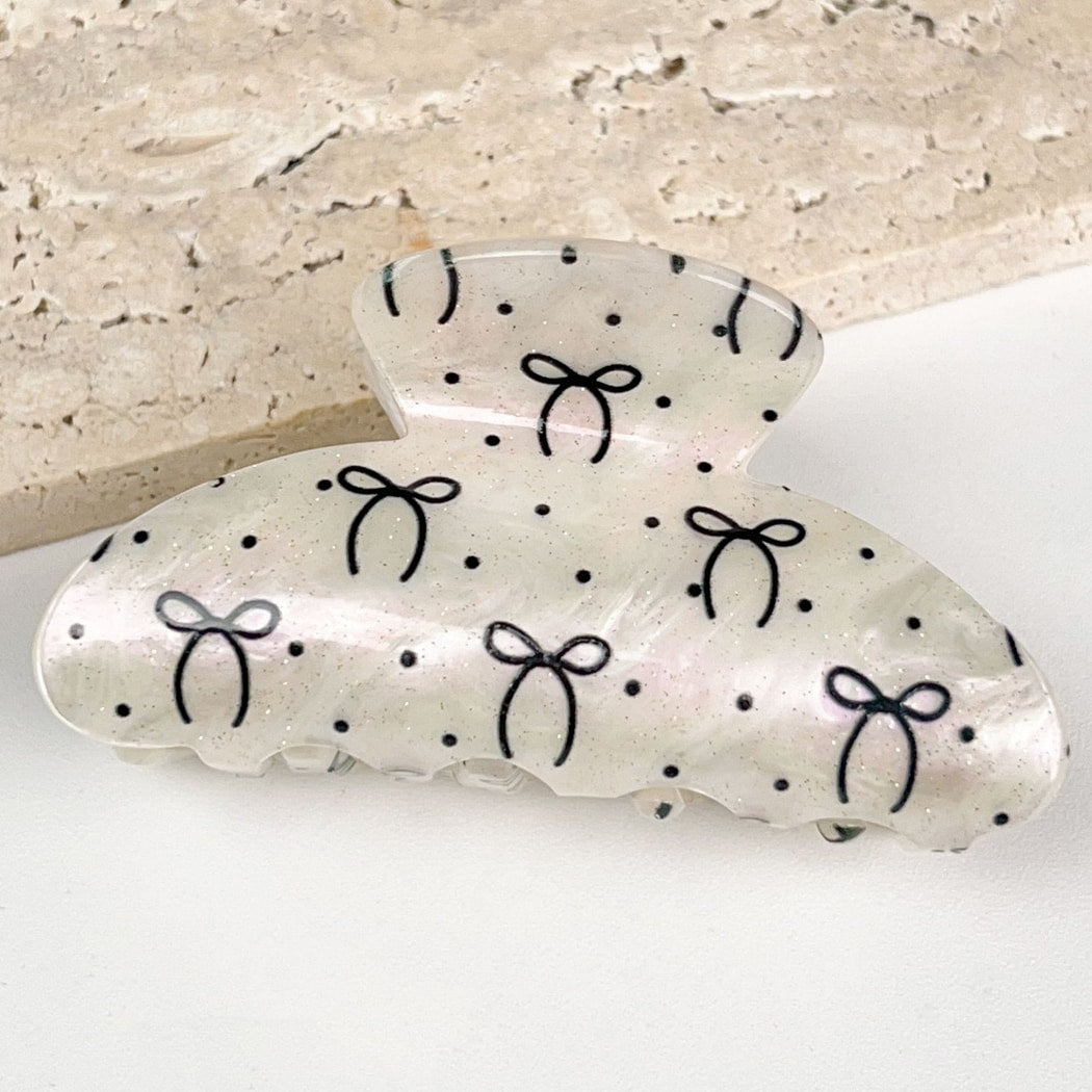 Beau - Marbled Bow Motif Sweet Style Claw Clip