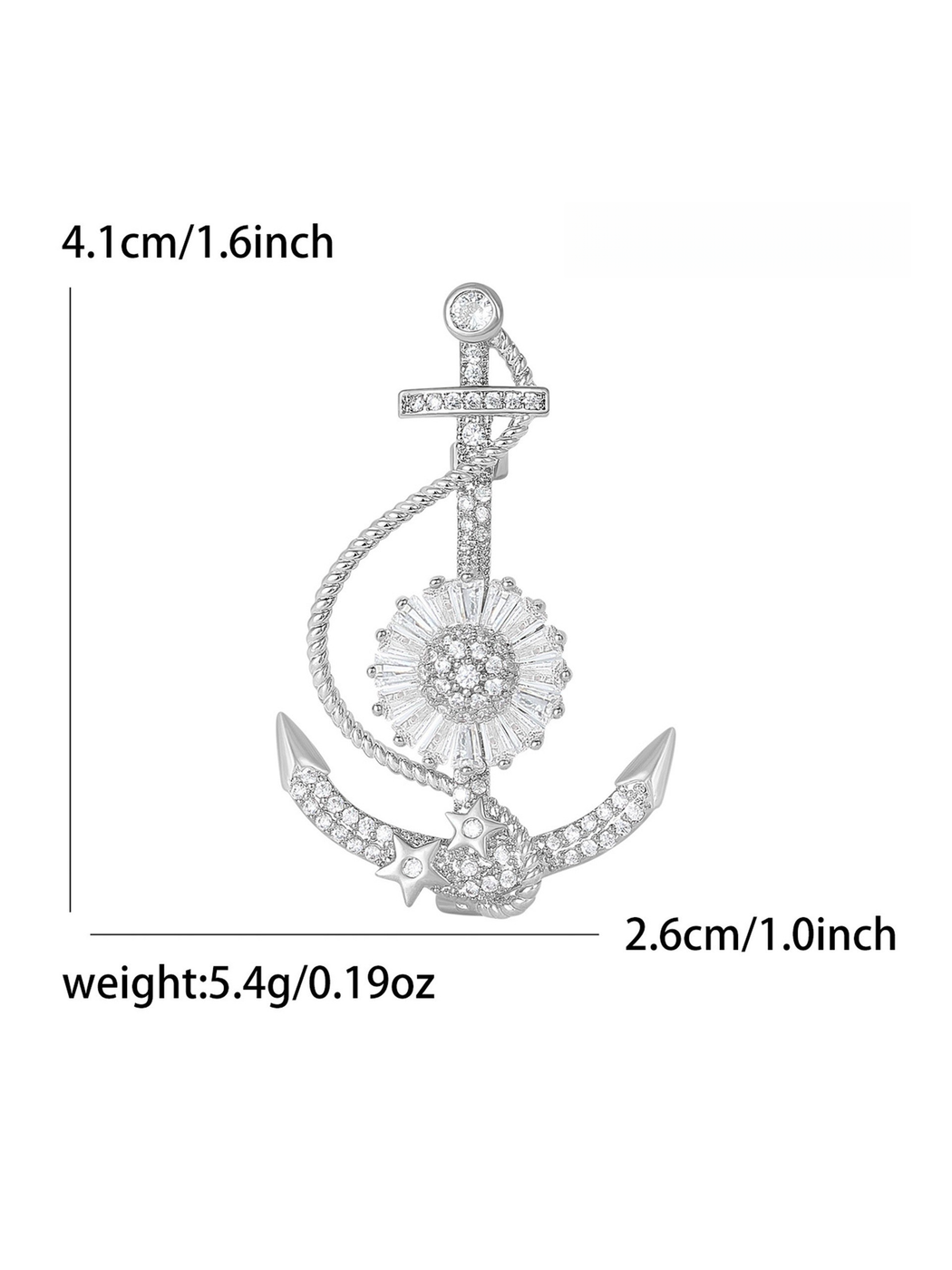 Brovia - Rhinestone Anchor Accent Alloy Brooch