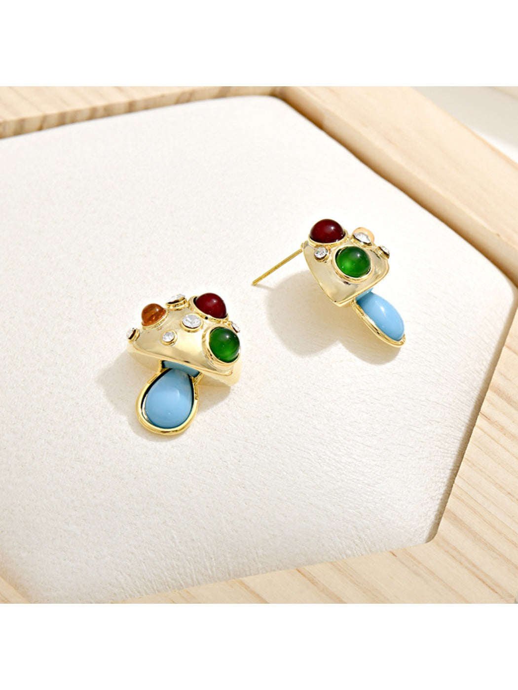 Earedge - Spring Color Block Mushroom Earrings