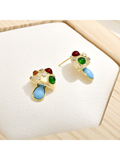 Earedge - Spring Color Block Mushroom Earrings