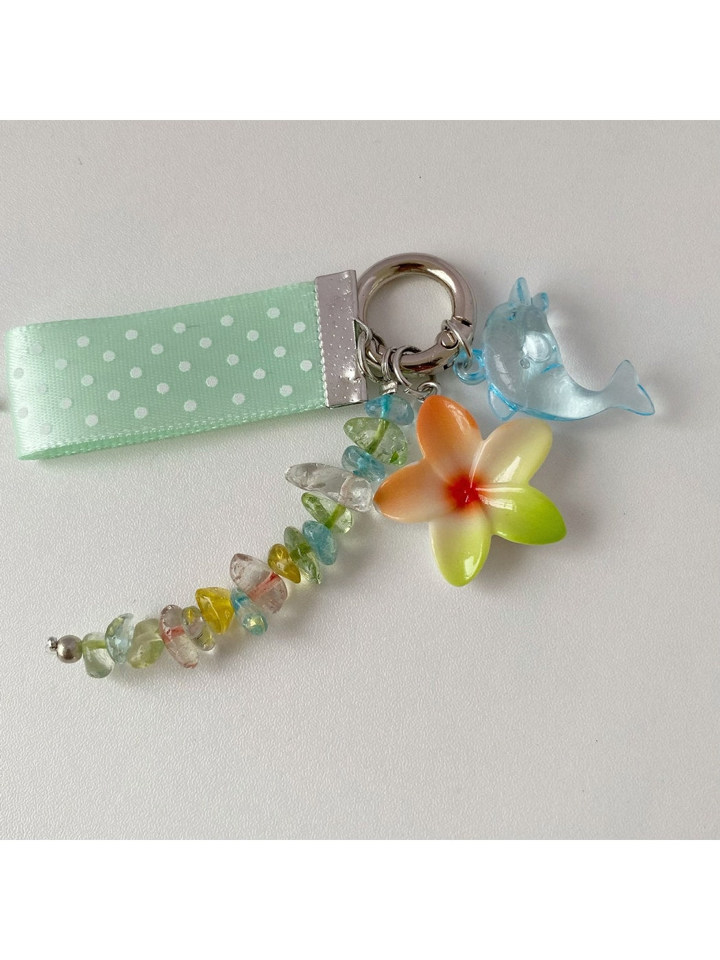Keypus - Polka Dot Dolphin Beaded Bag Charm Keychain