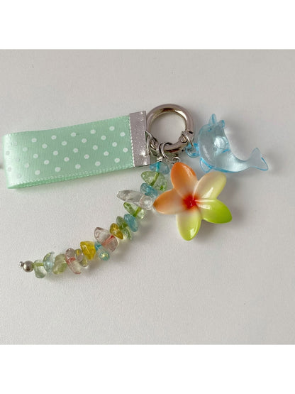 Keypus - Polka Dot Dolphin Beaded Bag Charm Keychain