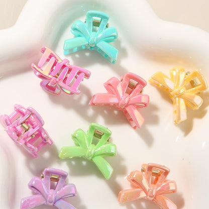 Beau - Glossy Plastic Bow Detail Side Hair Claw Clip