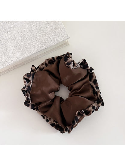 Gifty - Leopard Print Crinkle Ruffled Hair Tie