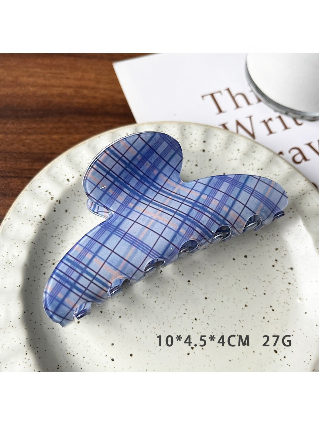 Beau - Glossy Plaid Acetate Hair Claw Clip