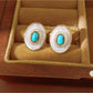 Earedge - Vintage Oval Geometric Stud Earrings
