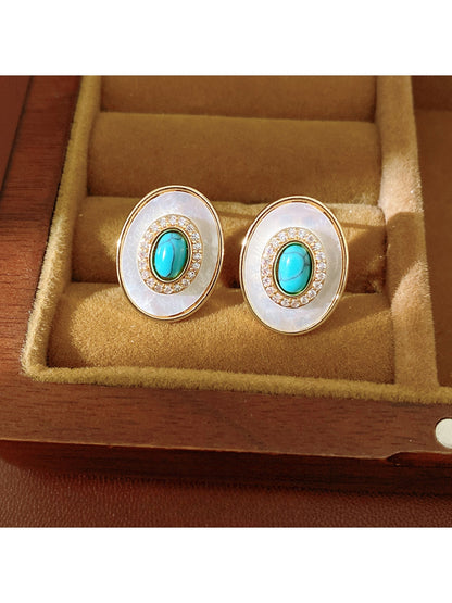 Earedge - Vintage Oval Geometric Stud Earrings