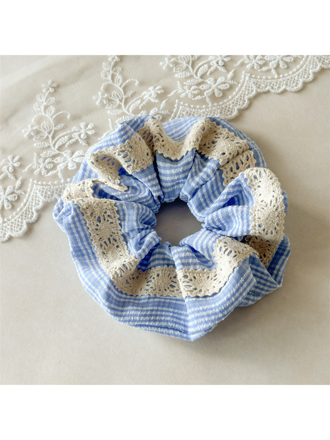 Gifty - Plaid Lace Trim High Stretch Hair Tie