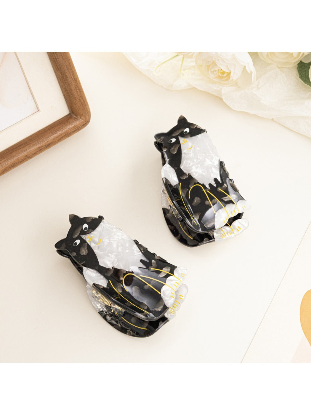 Beau - Adorable Black Kitten Hair Claw Clip