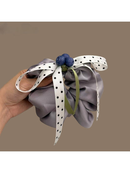 Gifty - Polka Dot Bow Blueberry Detail Scrunchie