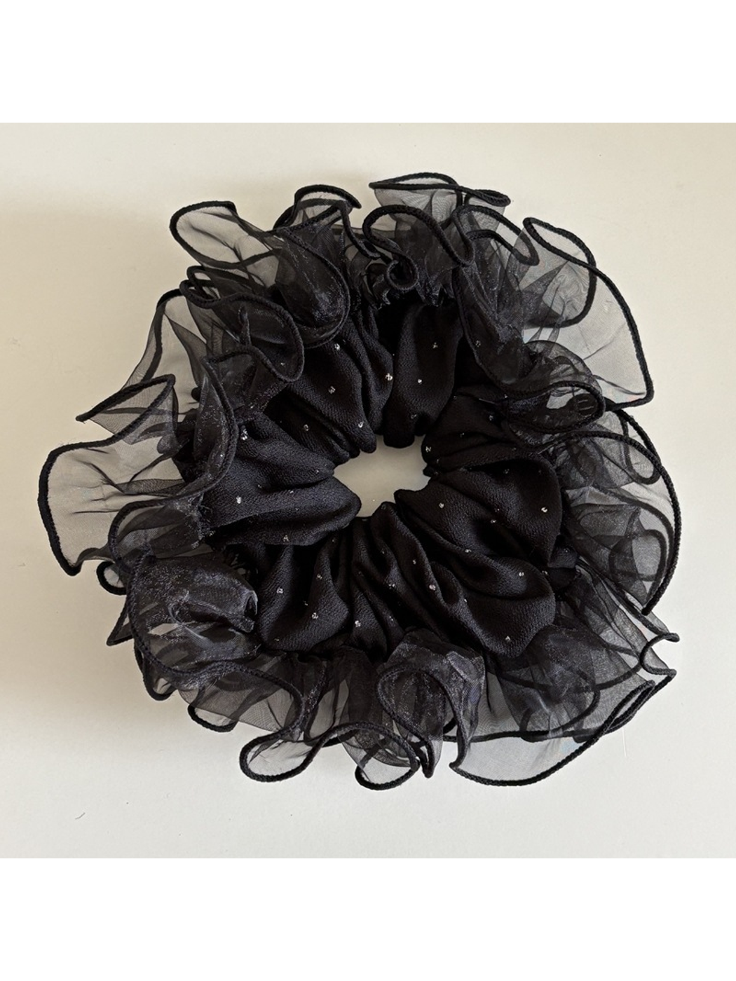Gifty - Fresh Mesh Lace Trim Oversized Scrunchie