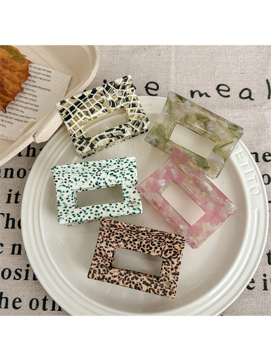 Beau - Retro Dot Pattern Square Acetate Hair Claw Clip