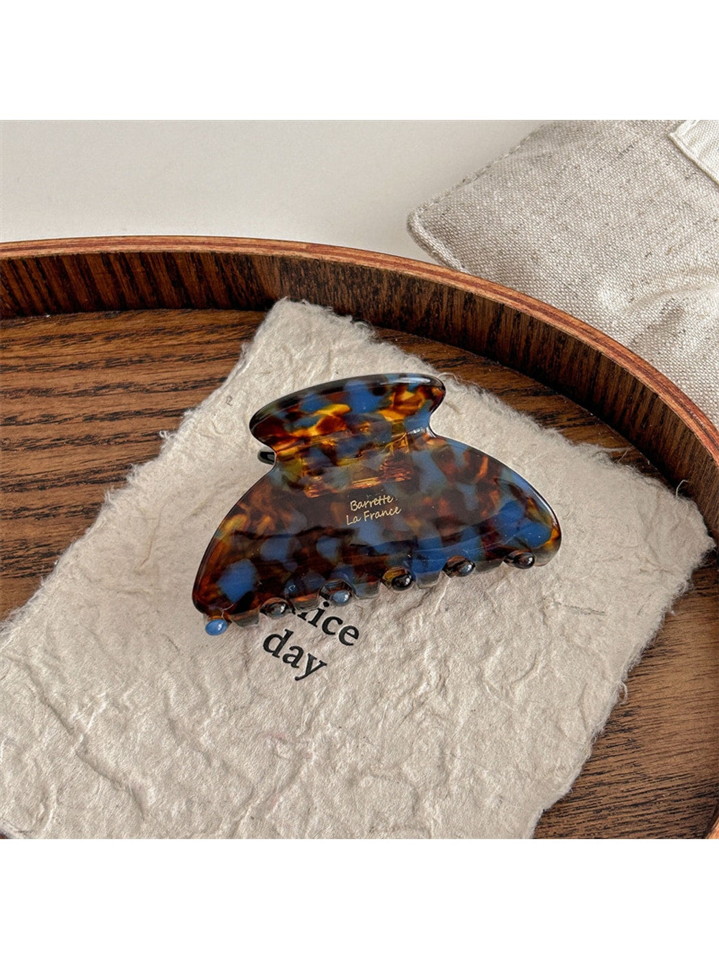 Beau - Acetate Fiber Geometric Half Round Claw Clip