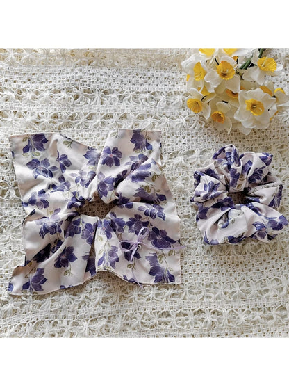 Gifty - Floral Polyester Scarf Style Scrunchie