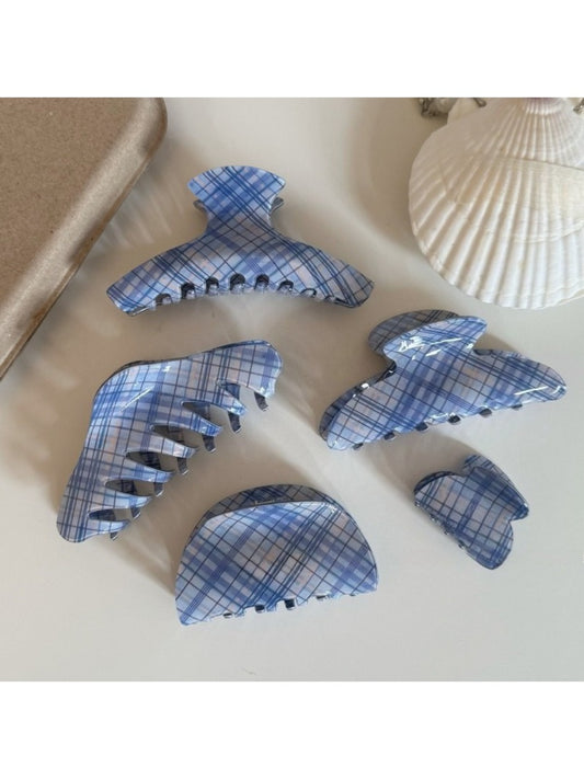 Beau - Blue Plaid Hair Claw Clip
