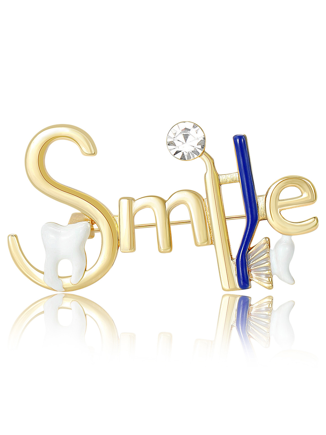 Brovia - Enamel Tooth Letter Alloy Accent Brooch Pin