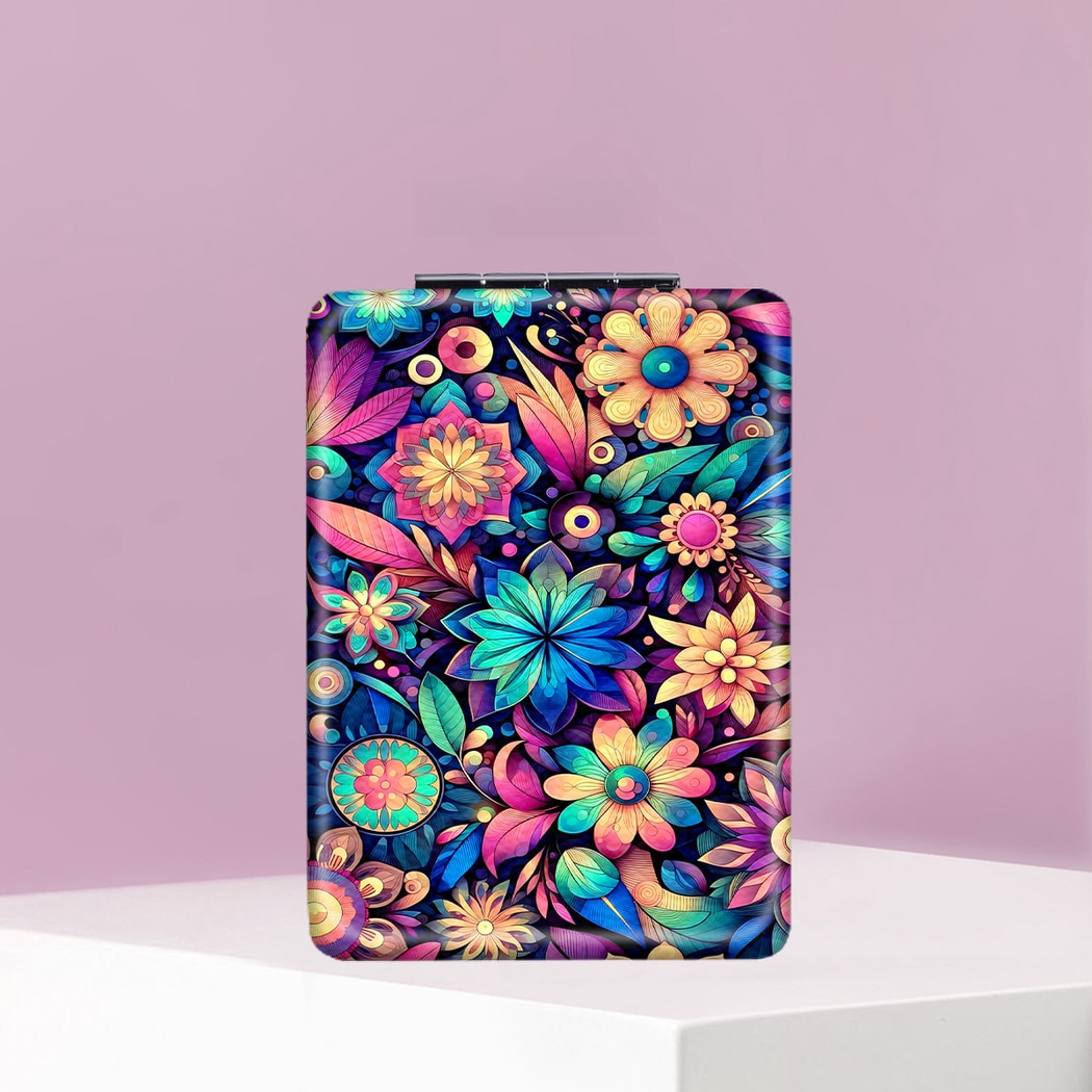 Mirroray - Portable Floral Pattern Folding Makeup Mirror