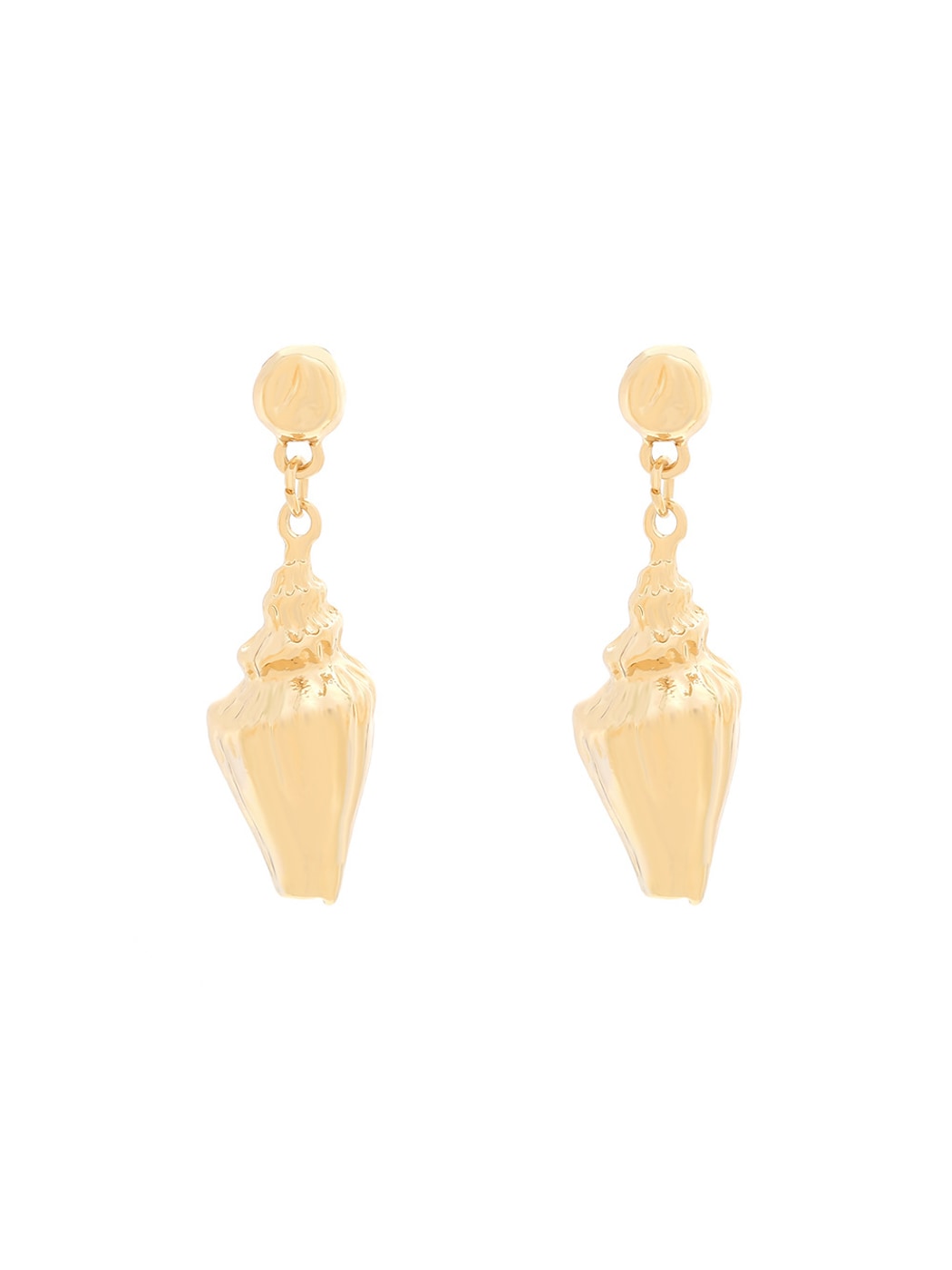 Earedge - Gold Tone Ocean Shell Statement Dangle Earrings