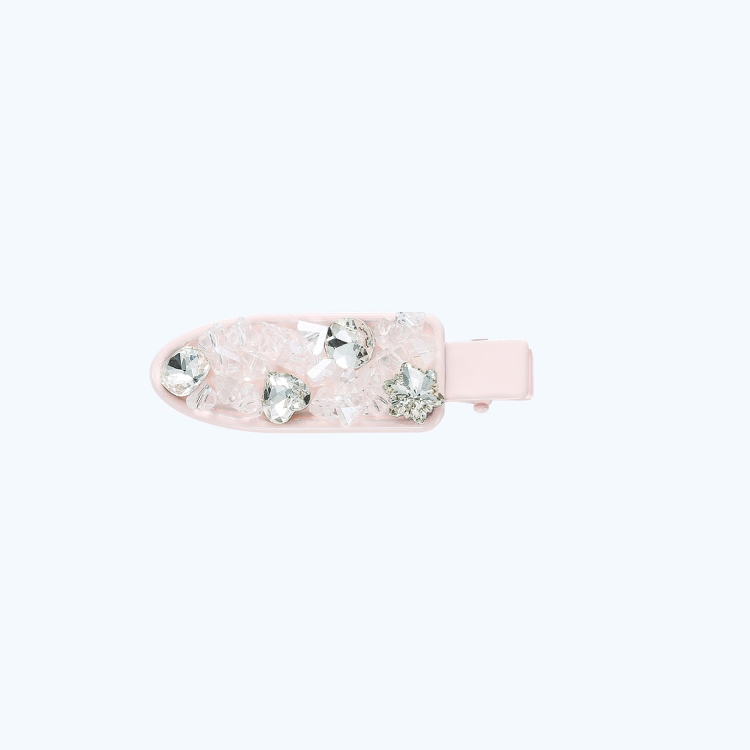 Beau - Cute Oval Sparkle Heart Accent Hair Clip