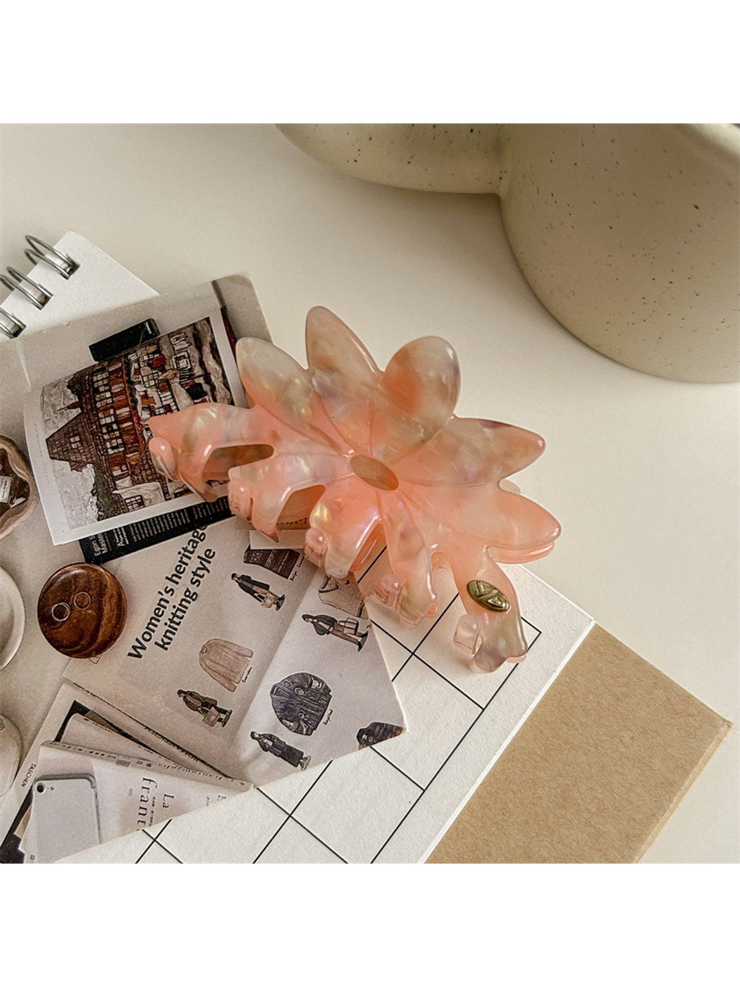 Beau - Glossy Flower Petal Hair Styling Claw Clip