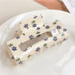 Beau floral print square hair claw clip with colorful flower pattern