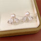 Earedge - Bow Stud Earrings with Round Accent Earrings