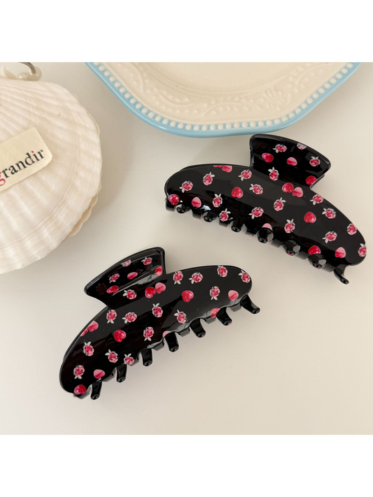 Beau - Floral Print Glossy Plastic Claw Clip
