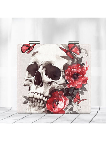 Mirroray - Gothic Skull Print Portable Folding Mirror