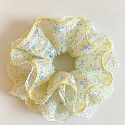 Gifty - Polyester Floral Print Ruffle Scrunchie