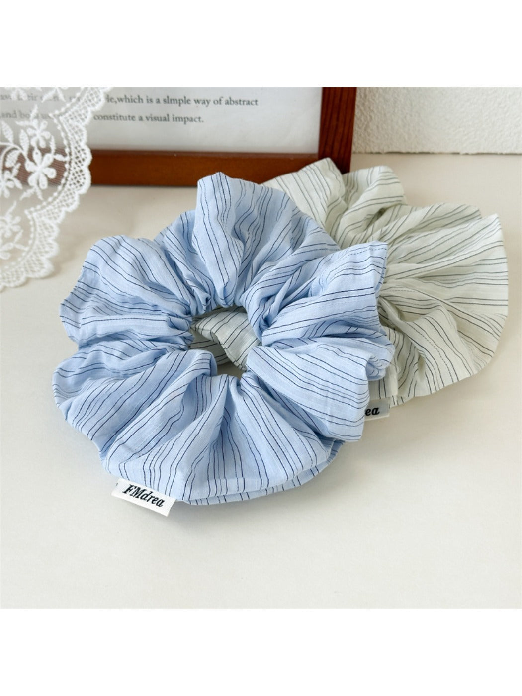 Gifty - Trendy Blue and White Striped Scrunchie