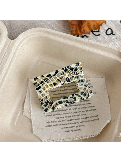 Beau - Retro Dot Pattern Square Acetate Hair Claw Clip